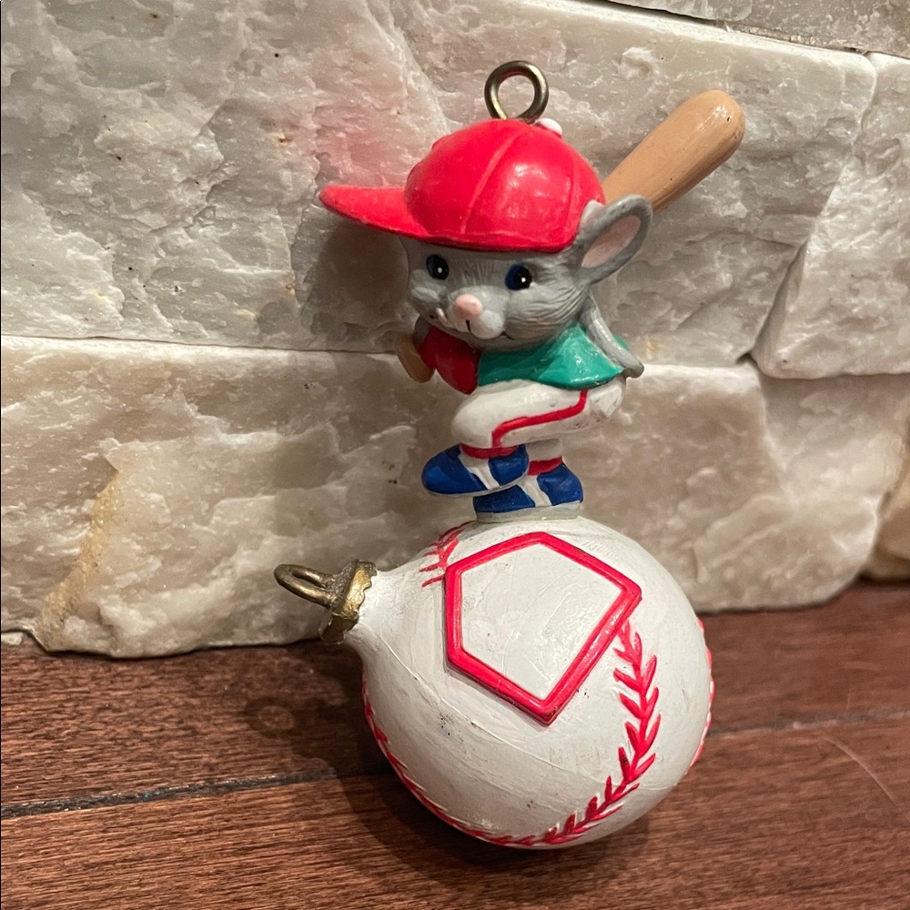 5/$25 Mouse Baseball Ornament with Red Cap